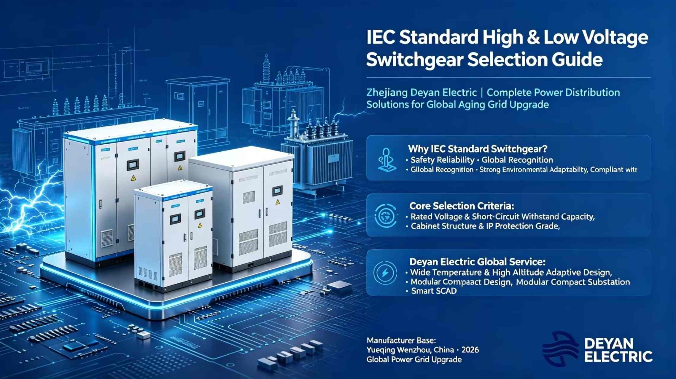 IEC standardne kõrge ja madalpinge lülitusseadmete valimise juhend: Zhejiang Deyan Electric – täielikud toitejaotuslahendused vananeva võrgu uuendamiseks kogu maailmas